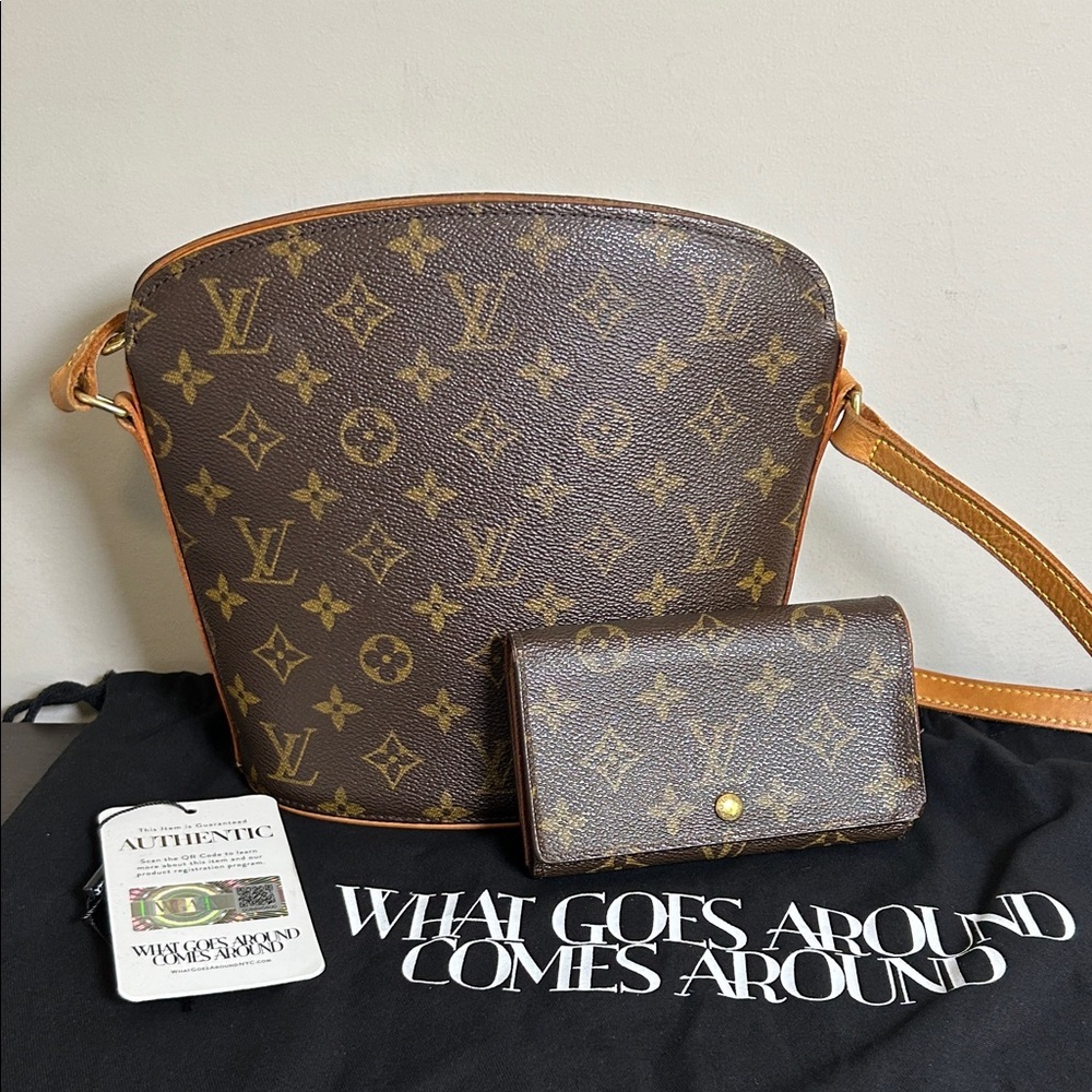 Louis Vuitton Monogram Canvas Crossbody Bag with Matching Wallet
